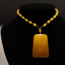 Natural Baltic Amber Necklace Pendant Bead Yellow Honey Butterscotch Long Deco picture