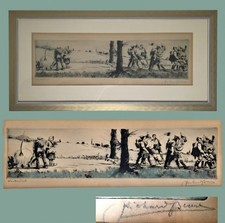 Richard Bloos Signed Wandervögel Etching German Hiking Scene Framed 1878–1957 picture