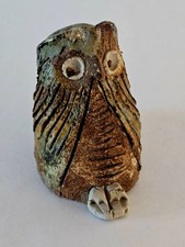 Vintage 1970s British Brutalist Studio Pottery Owl Sculpture Big Eyes picture