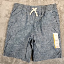 Wonder Nation Pull On Shorts Girls Large 10-12 Blue Chambray NWT Elastic Waist picture