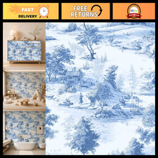 Blue & White Chinese Landscape Peel and Stick Wallpaper Mural, 118