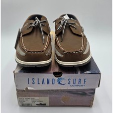 Island Surf Company Cod Men's Boat Shoes Dark Brown Vegan Leather 10.5 NIB picture