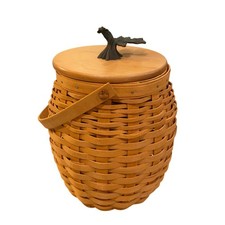 Longaberger Century October Fields pumpkin Basket Lid W/Leaf Finial & Protector picture