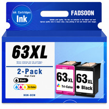 FADSOON® 2PK 63XL Ink for HP OfficeJet 4650 3830 Envy 4520 DeskJet 2130 3630 picture