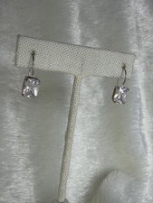 RARE Vtg Silpada W0353 Rectangular Cubic Zirconia Sterling Silver Earrings picture