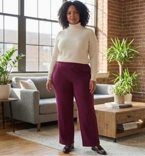 SIZE 32W Petite Belle® by Kim Gravel NEW Ponte Utility Pocket Pants Rich Maroon picture