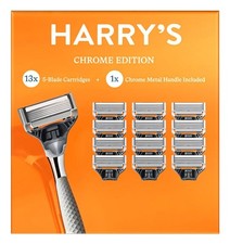 Harry's Chrome Edition Razor + (13) 5 Blade Cartridges Precision Trimmer picture