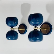 Mid Century Pair of 2 Lamp Brass Italian Diabolo Wall Sconce Fixture Lamp picture