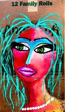 Original ANGEL SEXY LADY PAINTING upcycled 12 x18 SWARTZMILLER DNA POP ART wall picture