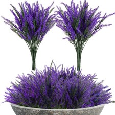 RAINFLOW 8 PCS Artificial Lavender Flowers  Faux Lavender Plants Outdoor picture