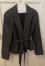 Black Jones New York Signature blazer with grey and silver metallic stripes picture