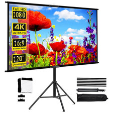 120 Inch Projector Screen with Stand 16:9 4K HD Portable Tripod Movie Screen picture