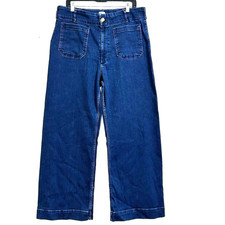 Maeve by Anthropologie The Colette Wide Leg Jeans Size 34 Blue High Rise Stretch picture