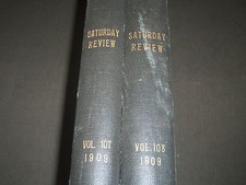 1909 SATURDAY REVIEW 2 BOUND VOLUMES - COMPLETE YR- PUBLISHED IN LONDON - R 1093 picture