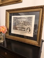 Antique 1900 French Versailles Engraving Louis XIV La Valliere Gilt Frame picture
