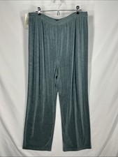 Vikki Vi Pants 1X NWT Gray Wide Leg Slinky Knit High Rise Plus Comfort Luxury picture