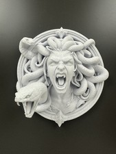 Medusa Wall Sculpture Gothic Snake Head Art Plaque Greek Mythology Decor 8” picture