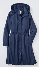 NEW COLDWATER CREEK NAVY BLUE PACK IT COAT RAIN RESISTANT PACKABLE SZ L picture