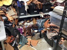 Bulk leather scrap.  Leather remnants,  Scrap Leather pieces. 8 Pound Box, TRK2 picture