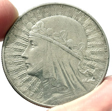 1932 Silver Poland 10 Zlotys Polonia Queen Jadwiga Coin Choice AU/ UNC Warsaw picture