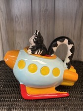 Kliban Cat Rocket Spaceship Teapot RARE picture