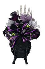 Halloween Artificial Rose Flower Arrangement Skull Centerpiece Black picture