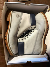 Timberland Men’s Work Boots Gray/Blue Leather Ankle Lace-Up Round Toe 12 picture