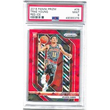 TRAE YOUNG (RC) 2018 PANINI PRIZM #78 RED ICE, PSA 9 picture
