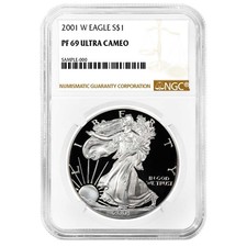 2001-W Proof $1 American Silver Eagle NGC PF69UC Brown Label picture