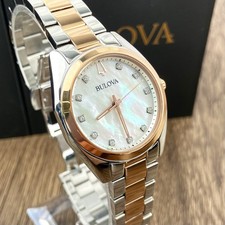 Bulova Surveyor 98P207 Mother of Pearl White Dial Rose Gold Women's Watch picture