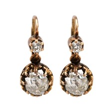 Unique Style Old Mine Diamond 10K Yellow Gold Over Drop Earrings For Women's 2PC picture