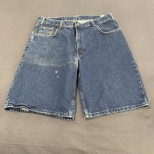 VTG Stanley Blacker Jeans Shorts Mens 36 Blue Denim Jorts Casual Cotton Baggy picture