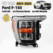 For 2021-2023 Ford F-150 LED Headlight Chrome Bezel w/o AFS Right Passenger Side picture
