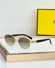 FENDI FE40217U Gold Black Round Sunglasses Brown Gradient Logo Lens 57-16-140 picture