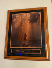 Vintage Successories Commitment Motivational Framed Print 11x9 Runner picture