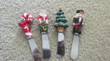 Vintage 1999 Christmas Boston Warehouse Cheese Spreaders Set of 4 Holiday picture