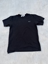 COMME des GARCONS Play CDG Black Heart Cotton T Shirt Embroidered Logo Eyes S picture