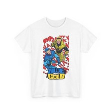 Booster Gold & Blue Beetle T-Shirt DC Comics Justice League Vintage-Style Tee picture