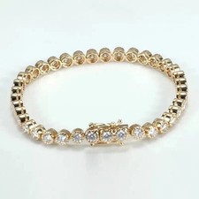 Sparkling Bezel Set Style 7Ct Certified Natural Diamond Tennis Bracelet 14K Gold picture