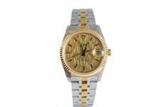 Tudor by Rolex Prince Date 74033 Gold Linen 18K Crown Automatic Two Tone Watch picture