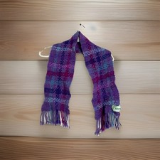100% Wool Scarf  Suantrai Of Ireland Women’s Purple Fushia Blue Vintage 42”X7” picture