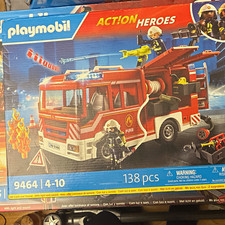 PLAYMOBIL Action Heroes Fire Truck Rescue Vehicle Set 9464 138 Pc Ages 4-10 picture