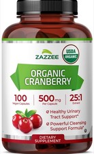 Zazzee USDA Organic Cranberry 25:1 Extract, 500 mg, 100 Vegan Capsules, Kosher picture