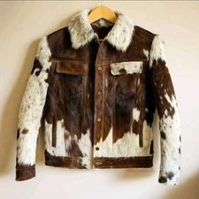 Men's Hair-On Cowhide Leather Jacket Fur Collar  Hair-On Cowhide Leather Jack picture