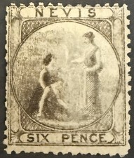 Nevis QV Stamp 1862, SG3 6d grey-lilac, perf 13, MM,  Cat £170 picture