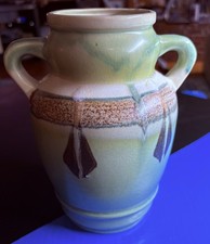 Vintage Art Pottery Art Pottery Vase Monticello Style Matt Glaze Handled picture