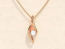 Round Cut Simulated Diamond Women's Stunning Fancy Pendant 14K Rose Gold Plated picture