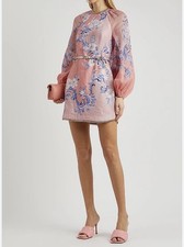 BNWT Zimmermann Postcard Mini Dress, Swirl Floral Swirl Coral,  Size 0/ AU 8 picture