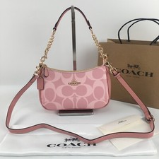 COACH Teri Shoulder Bag In Signature Canvas Powder Pink CAL51 Outlet NEW picture