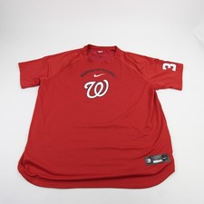 Washington Nationals Nike MLB Authentic Short Sleeve Shirt Men's Red Used XXL picture